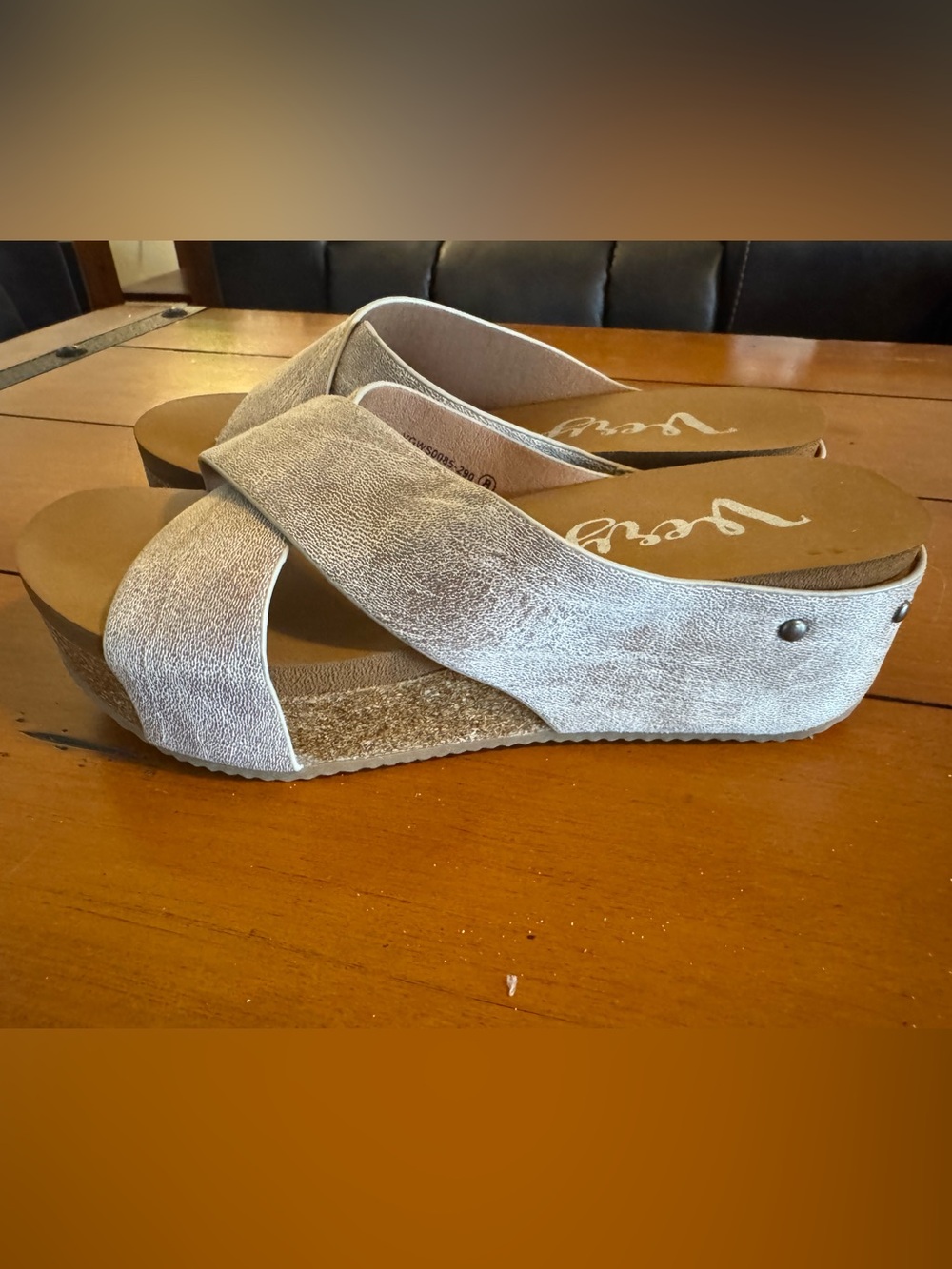 Very G Crossband Wedge Sandal in Taupe